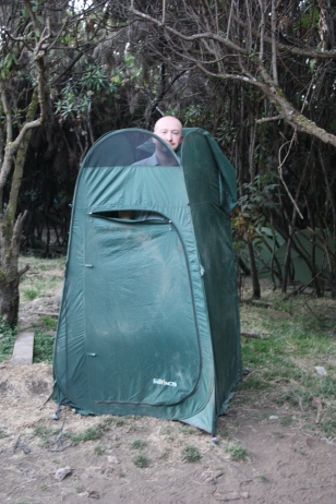 Toilet tent, with top off